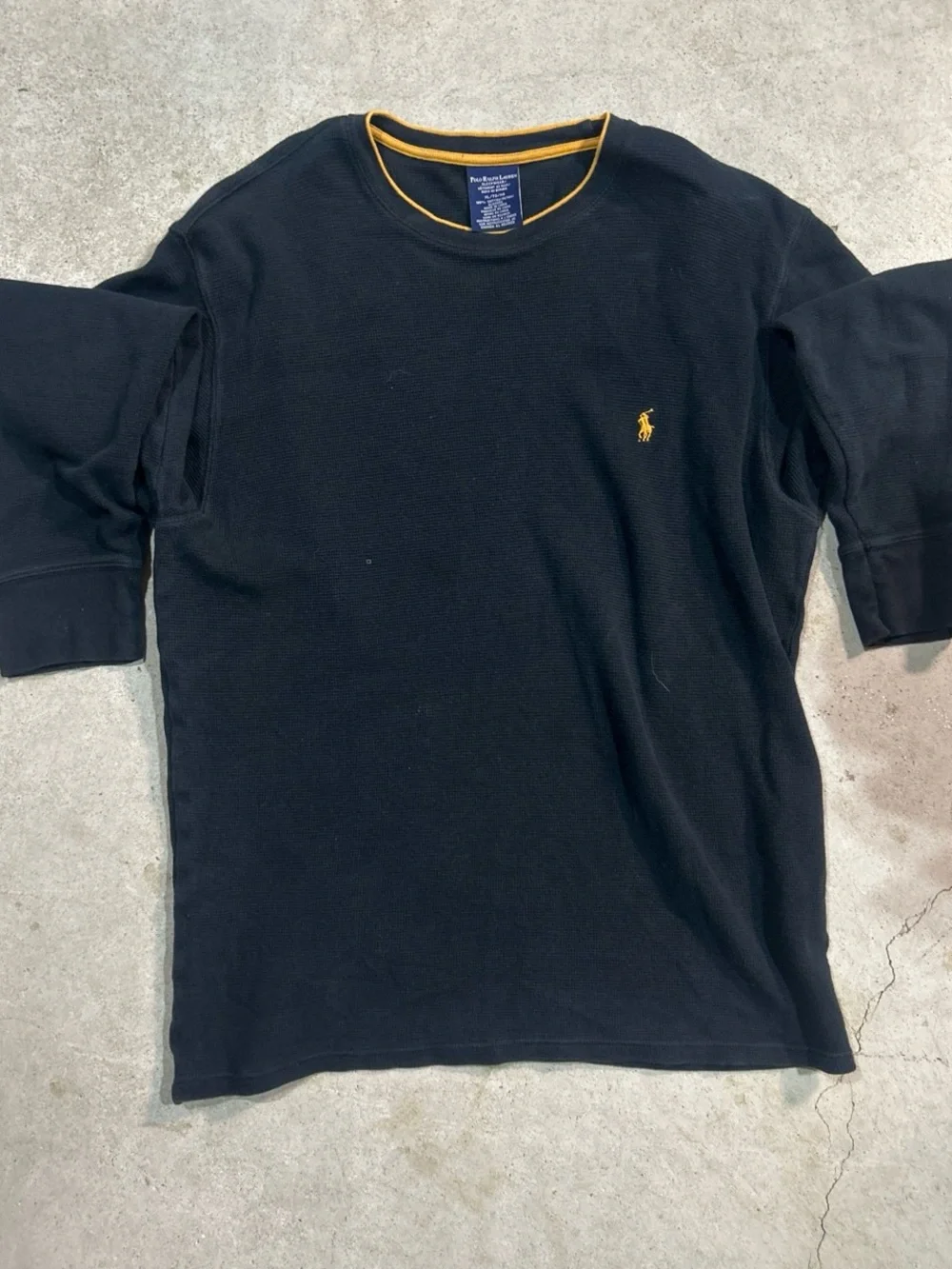 Polo by Ralph Lauren Black Long-Sleeve Crewneck with Yellow Trim